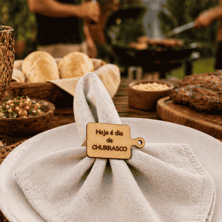 Kit 8 Anéis Porta Guardanapo Em MDF Decoração Churrasco Mesa Posta