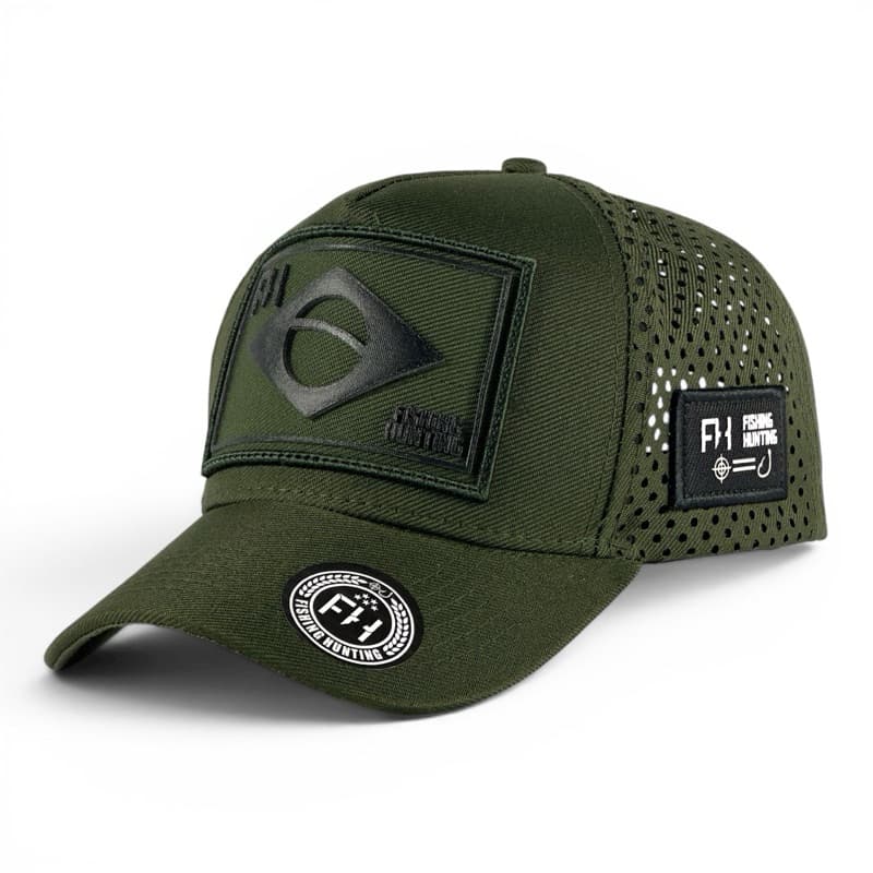 Boné Tático Verde Militar Bandeira do Brasil copa do mundo Ajustável Respirável Aba Curva Estiloso