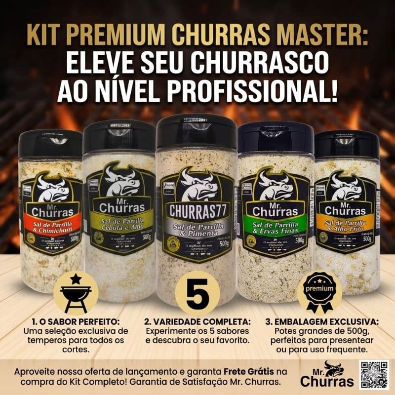 Kit 05 Sal de Parrilla Mr. Churras Premium Churrasco Argentino 500g