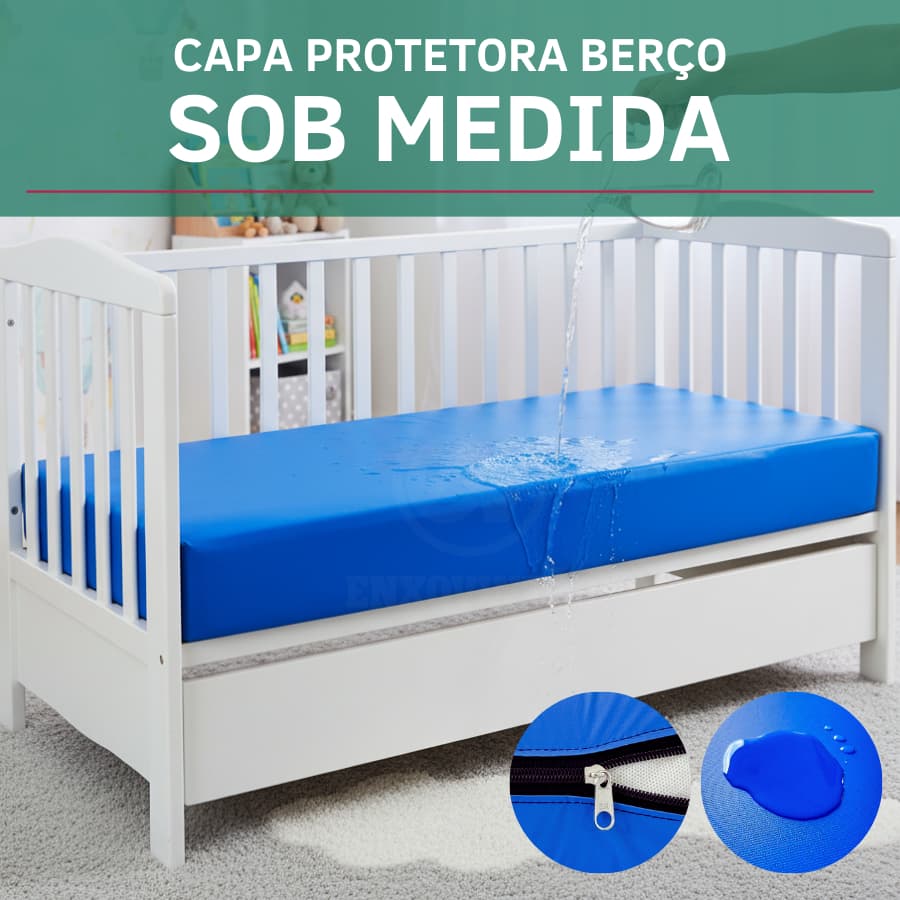 Capa De Colchão Protetor Impermeável Berço Mini Cama Antialérgico Antiácaro Silencioso Sob Medida