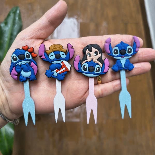 stitch - lilo - garfinho espeto palito para lancheira/garfinho pra frutas/petiscos infantil