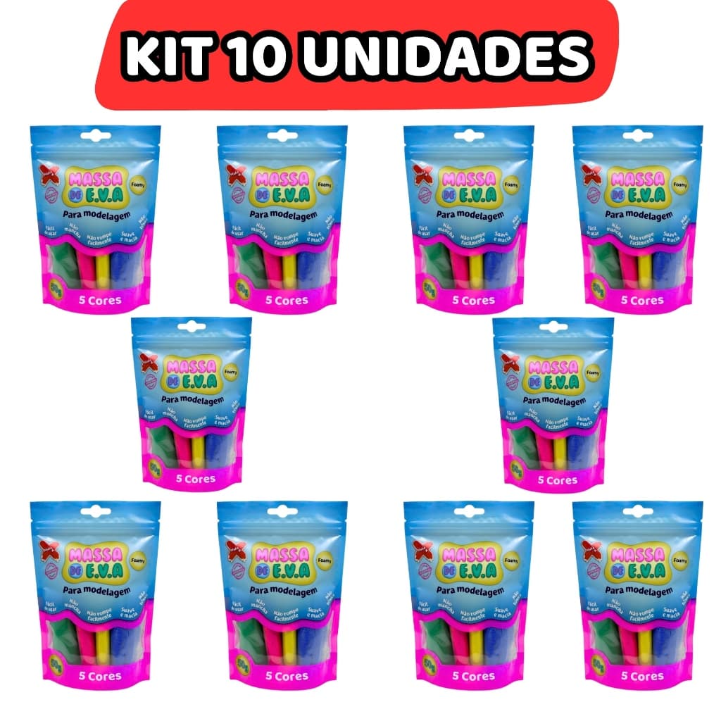 Kit Massa de EVA MAKE+ 5 Cores Arco-Íris - Lembrancinha Atóxica Que Não Suja