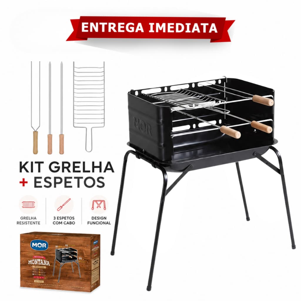 Churrasqueira Montana Mor Com Kit Grelha e Espetos
