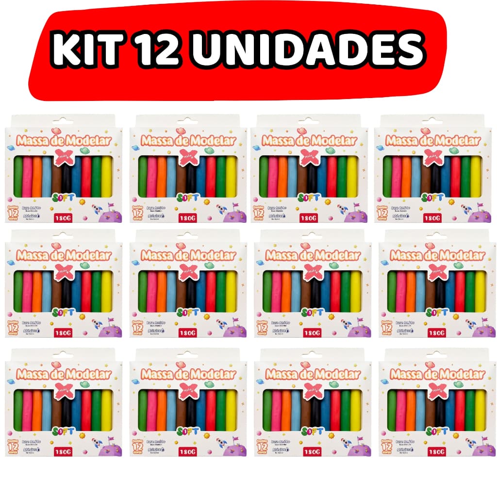 Massinha de Modelar Amido Make + 12 Cores Aromatizada Não Tóxica