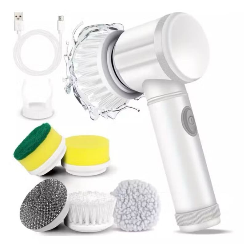 Escova de Limpeza Elétrica 5 em 1 Portátil Recarregável Multiuso Banheiro Cozinha USB