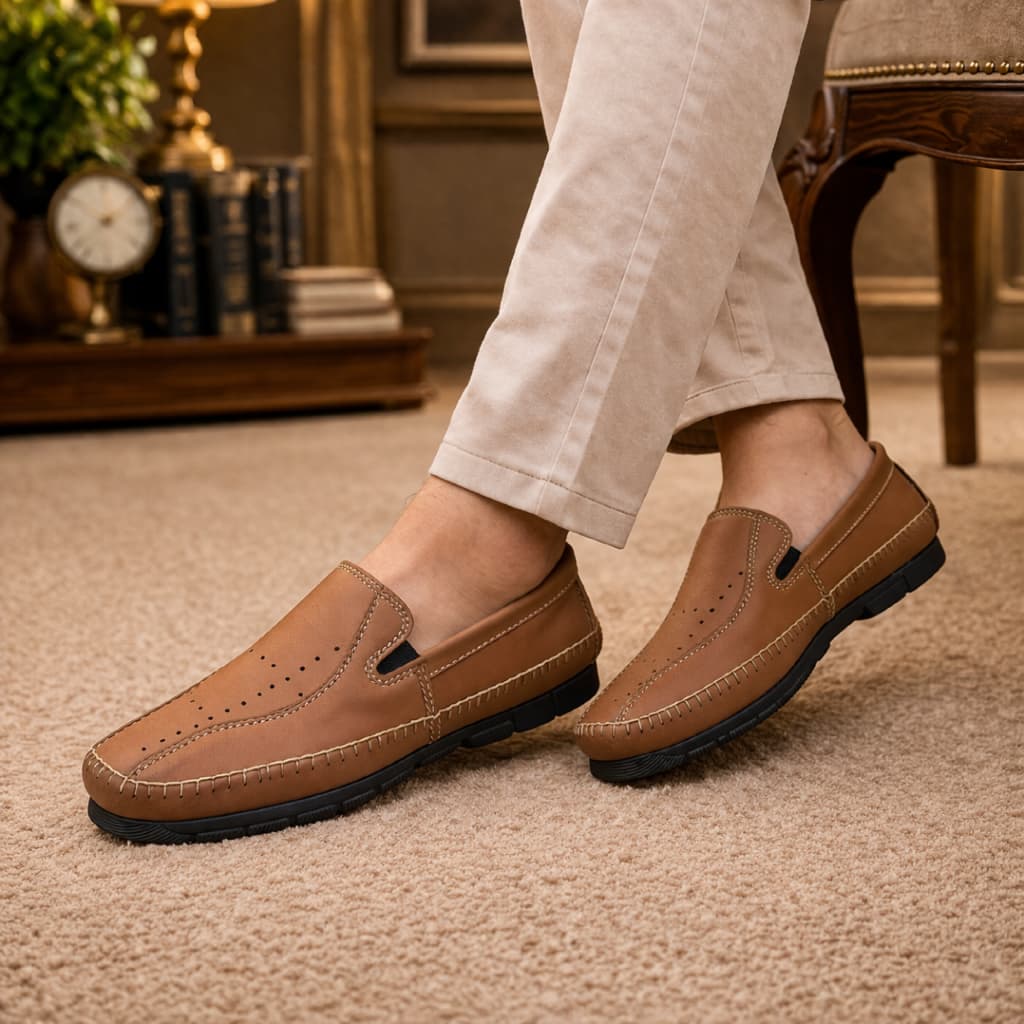 Sapato Sapatilha Mocassim Ortopédico Anti Stress Masculino Couro Legitimo Solado Anti derrapante  Original