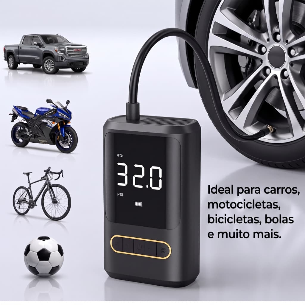 Bomba De Ar Elétrica Carro Pneu Mini Compressor Sem Fio Portátil Moto Bicicleta USB Recarregável