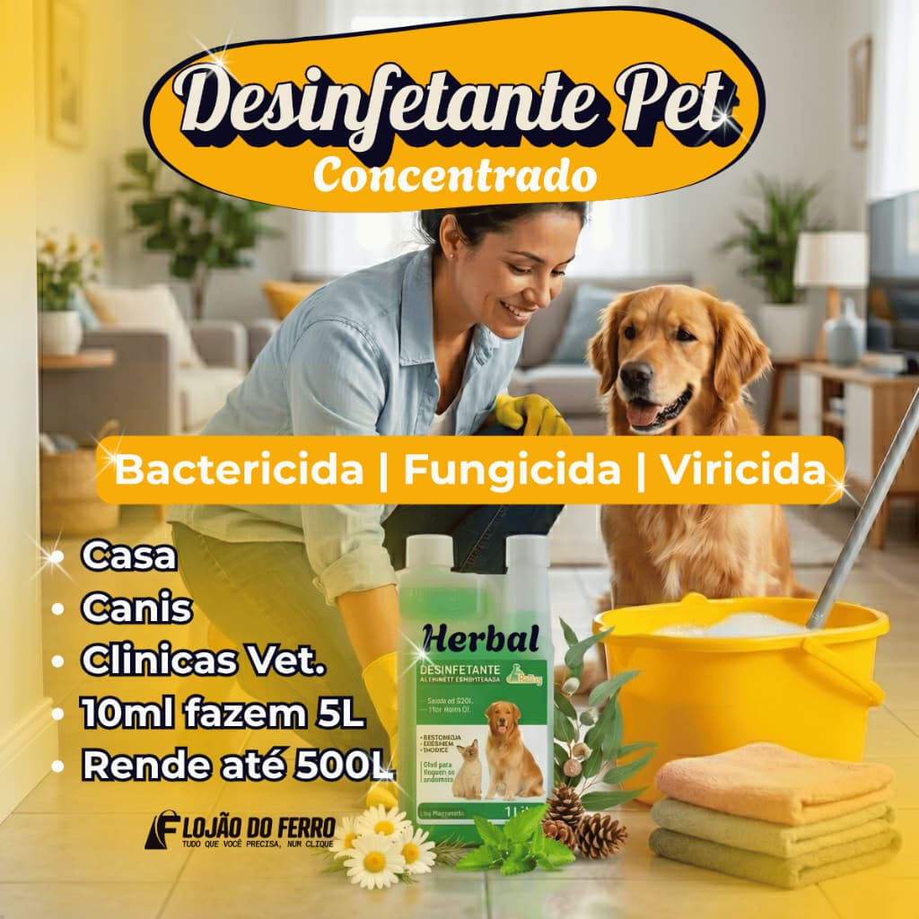 Kit 2 Desinfetante Concentrado Eliminador de Odores Herbal +15 Desinfetante Pet Be Dog