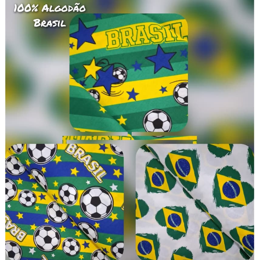 TRICOLINE BRASIL 100% ALGODÃO (VENDA A PARTIR DE 25 CM X 1,45 MT LARGURA).