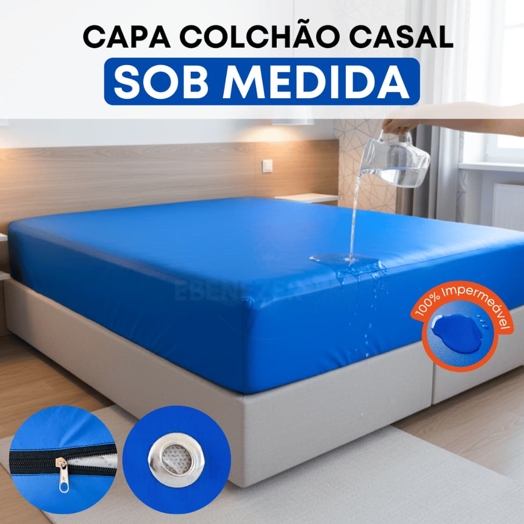 Capa Para Colchão Casal Protetor Impermeável Antialérgico Antiácaro Sob Medida