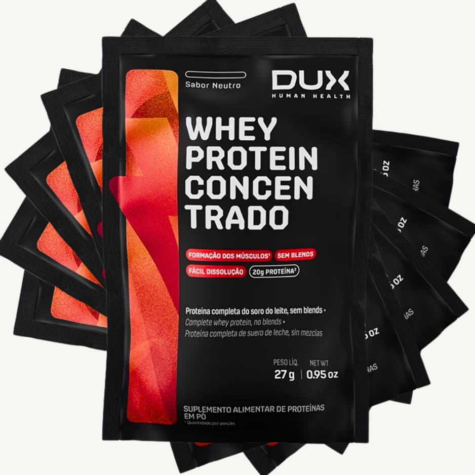 Whey Protein Concentrado Sem Sabor Kit 5 Saches Sabor Unico