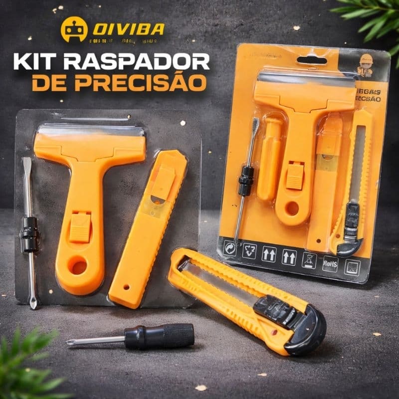 Kit Raspador de Precisão 4 Peças com Estilete Profissional e Lâmina Substituível Multiuso