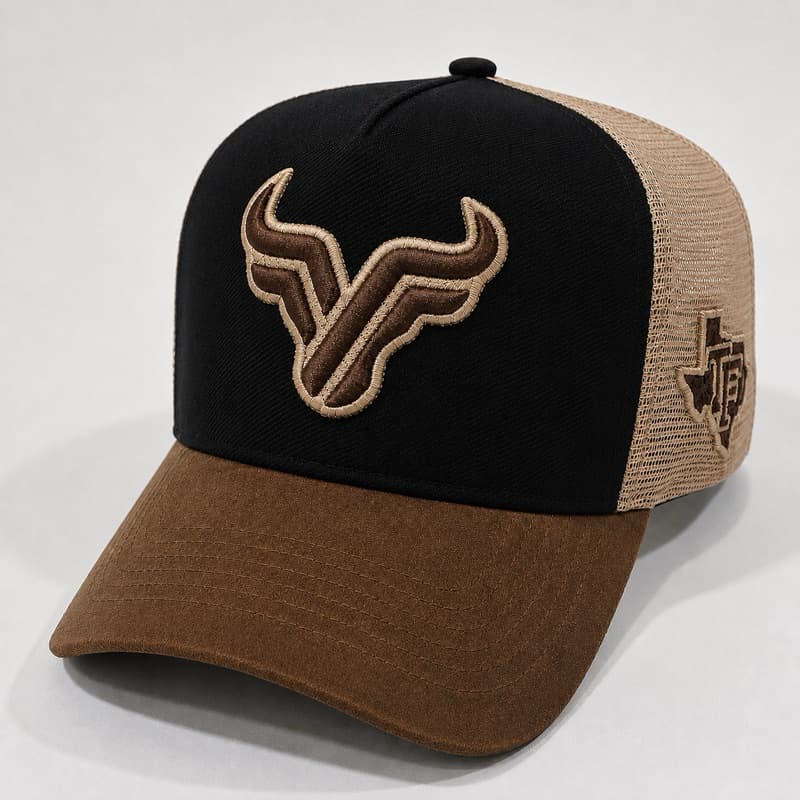 Boné Trucker estilo Cauntry Touro bordado  alto relevo americano unissex aba curva telinha original Texas Field