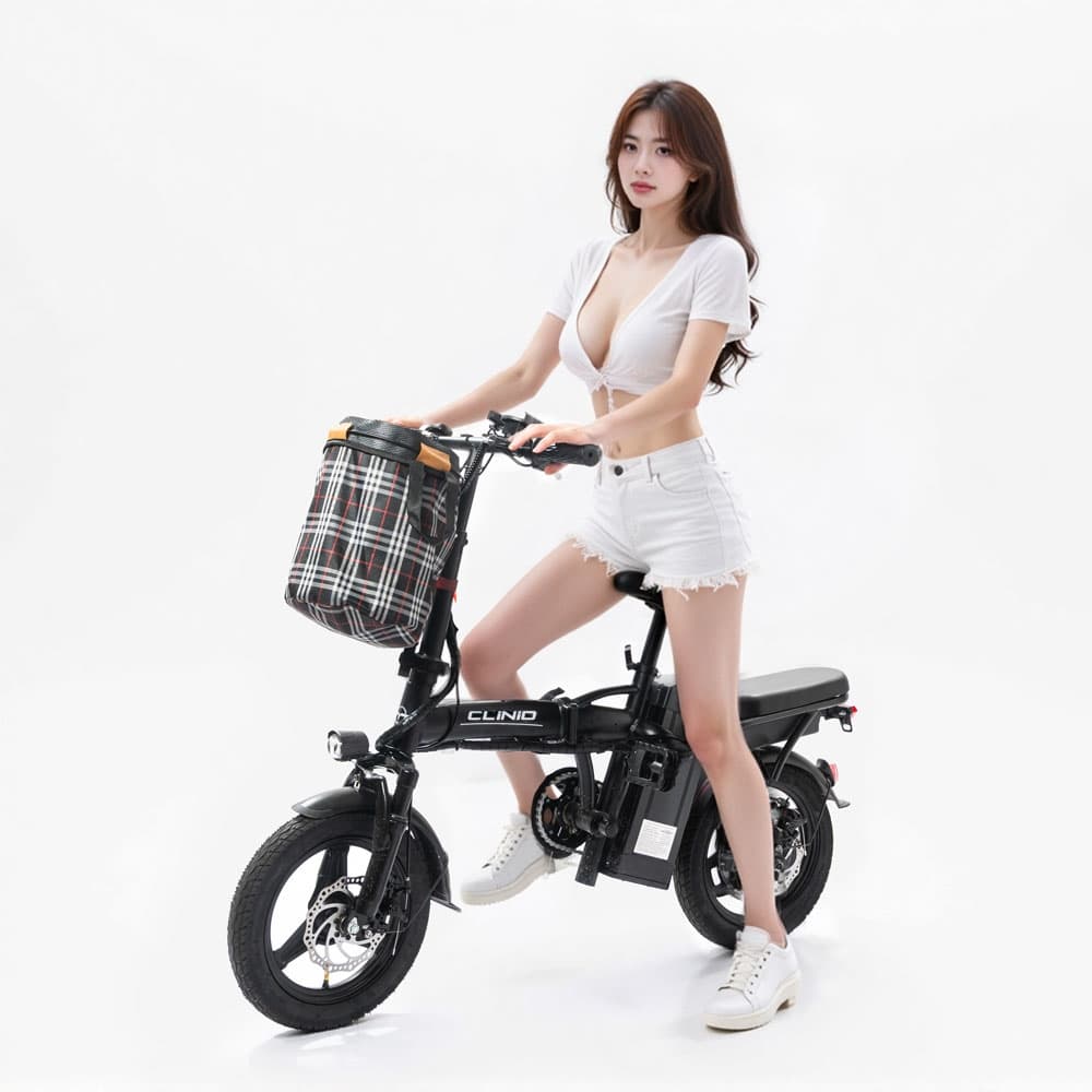 SKYBOARD Atualizado Bicicleta Elétrica Dobrável Bivolt Preto 48V15Ah 350W autonomia 40-45km farol LED suporte de celular