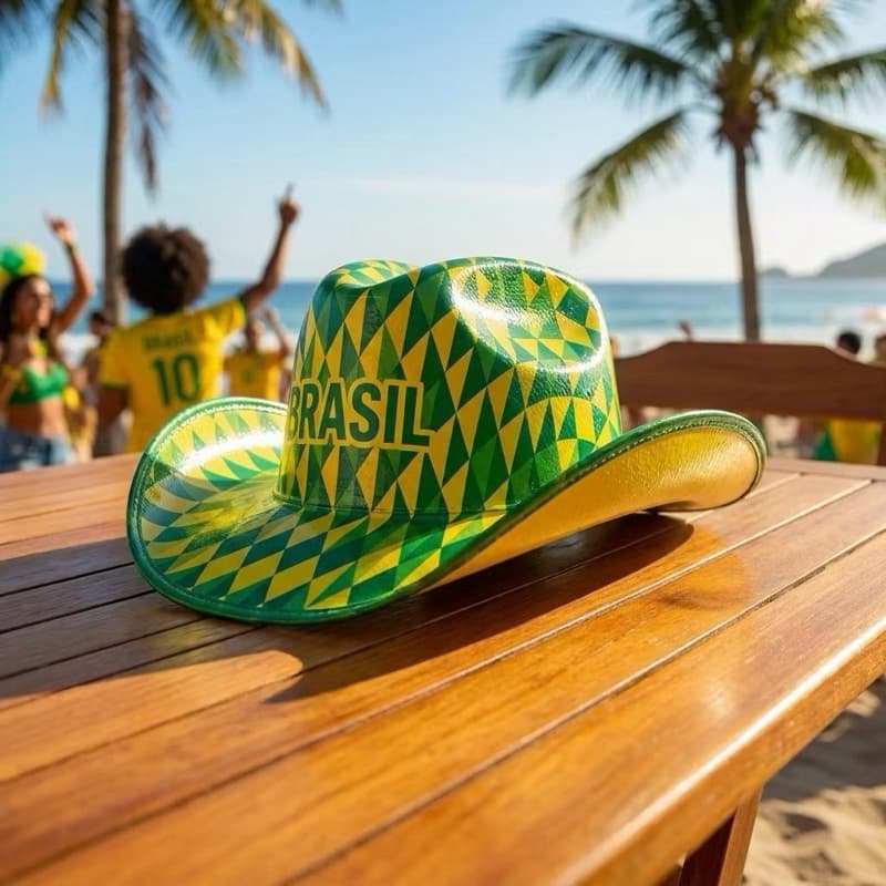 24 Chapéu Malandrinho Plástico Brasil Verde Amarelo Festa modelos sortidos