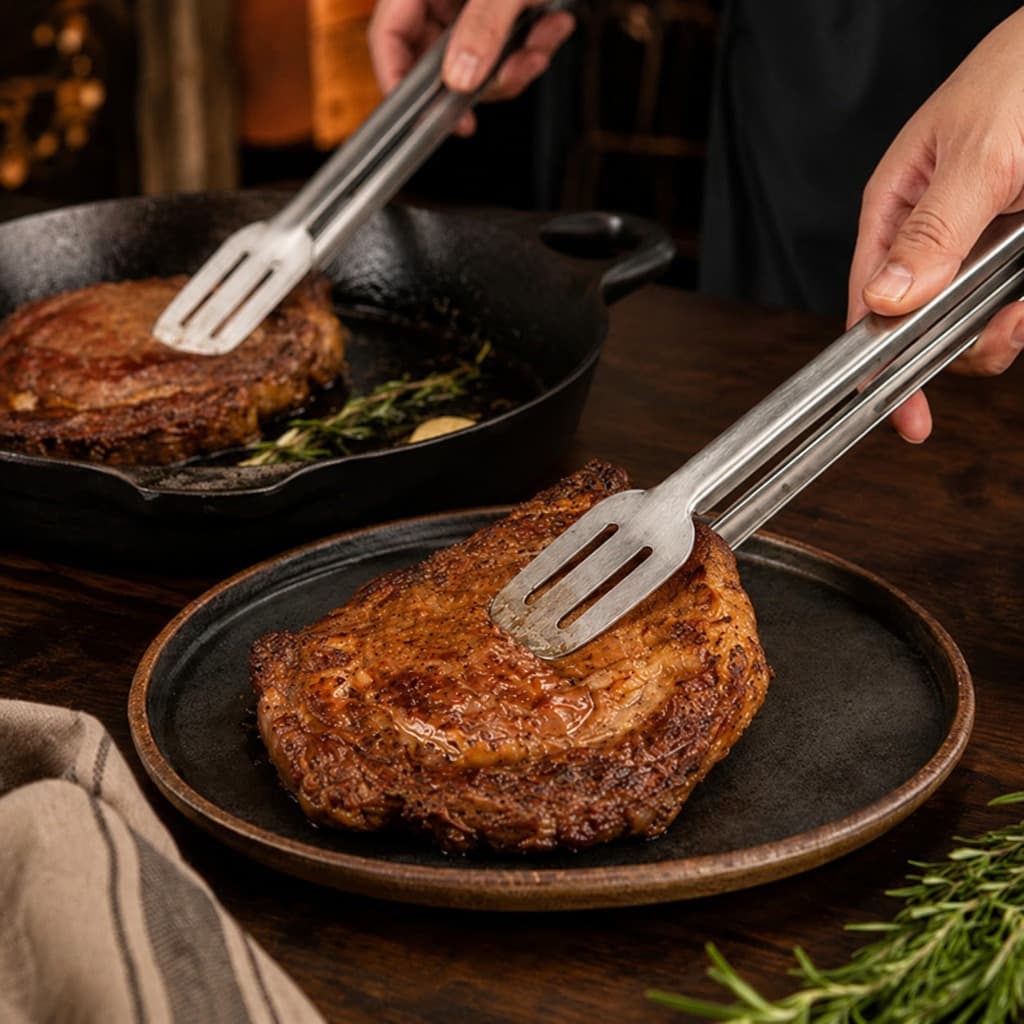 Kit 2 Pegador Universal Inox AIME  Utensílio Cozinha Churrasco Aço Inox