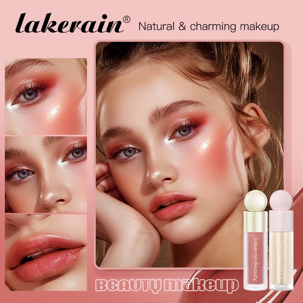Lakerain Blush Velvet Matte liquid lasting Beauty + Highlighter , Maquiagem Natural E De Longa Duração