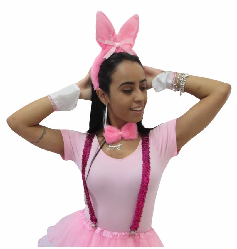 Kit Coelha Páscoa Pelúcia Carnaval Halloween Zumbi Terror