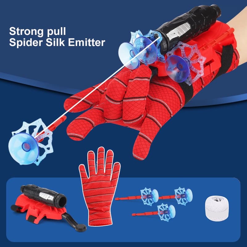 Luva Lançadora de Teia de Aranha, Brinquedo de Pulso para Crianças com Corda, Halloween