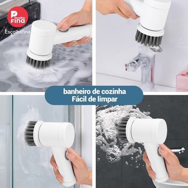 Limpador Elétrico 5 em 1 Multiuso com Bateria Recarregável para Limpeza Diária