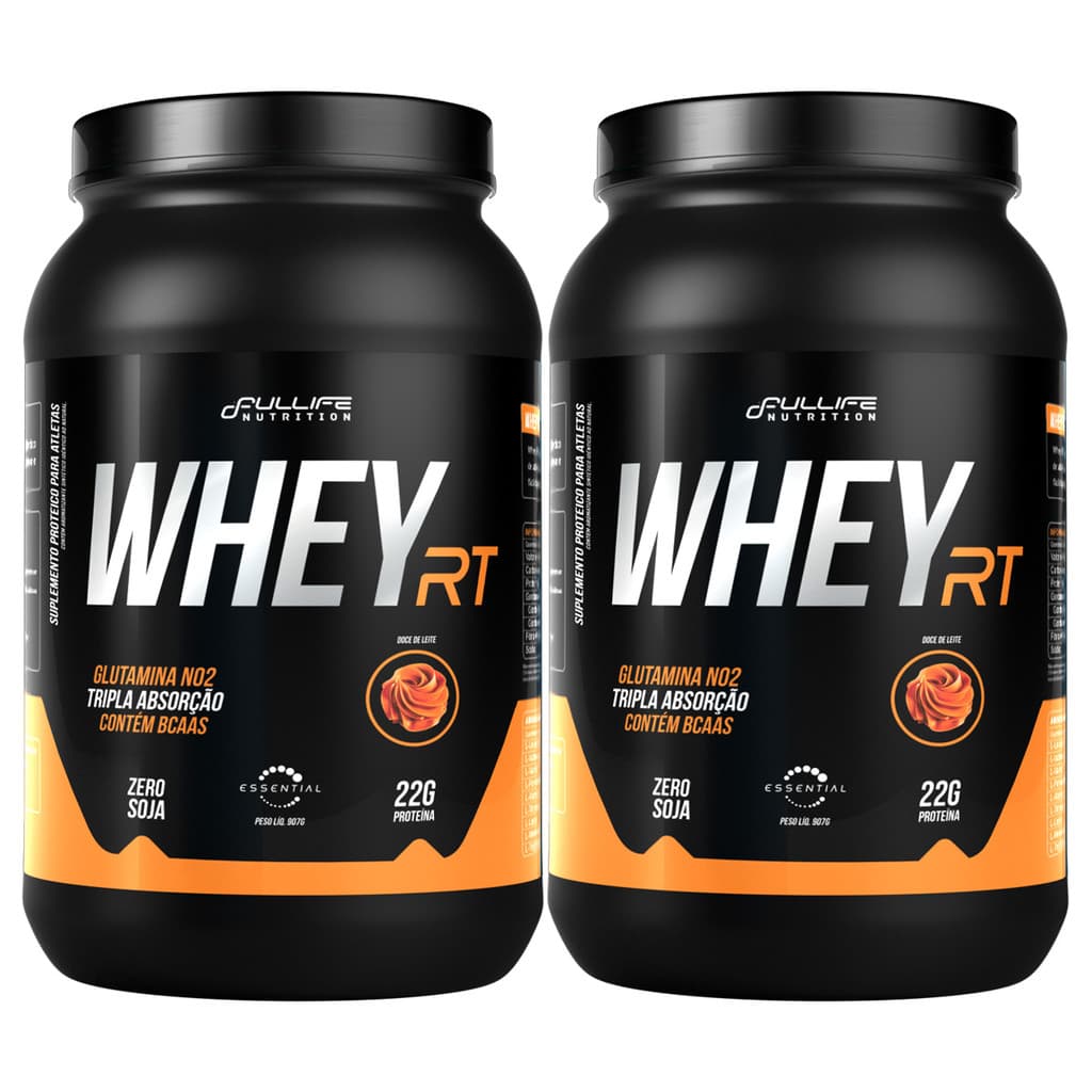 kit 2 Pote Whey Protein Concentrado Whey Rt Fullife 907g