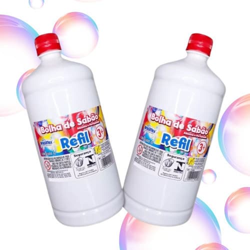 Kit Refil Para Bolha De Sabão Líquido Bubble Com 2 Litros