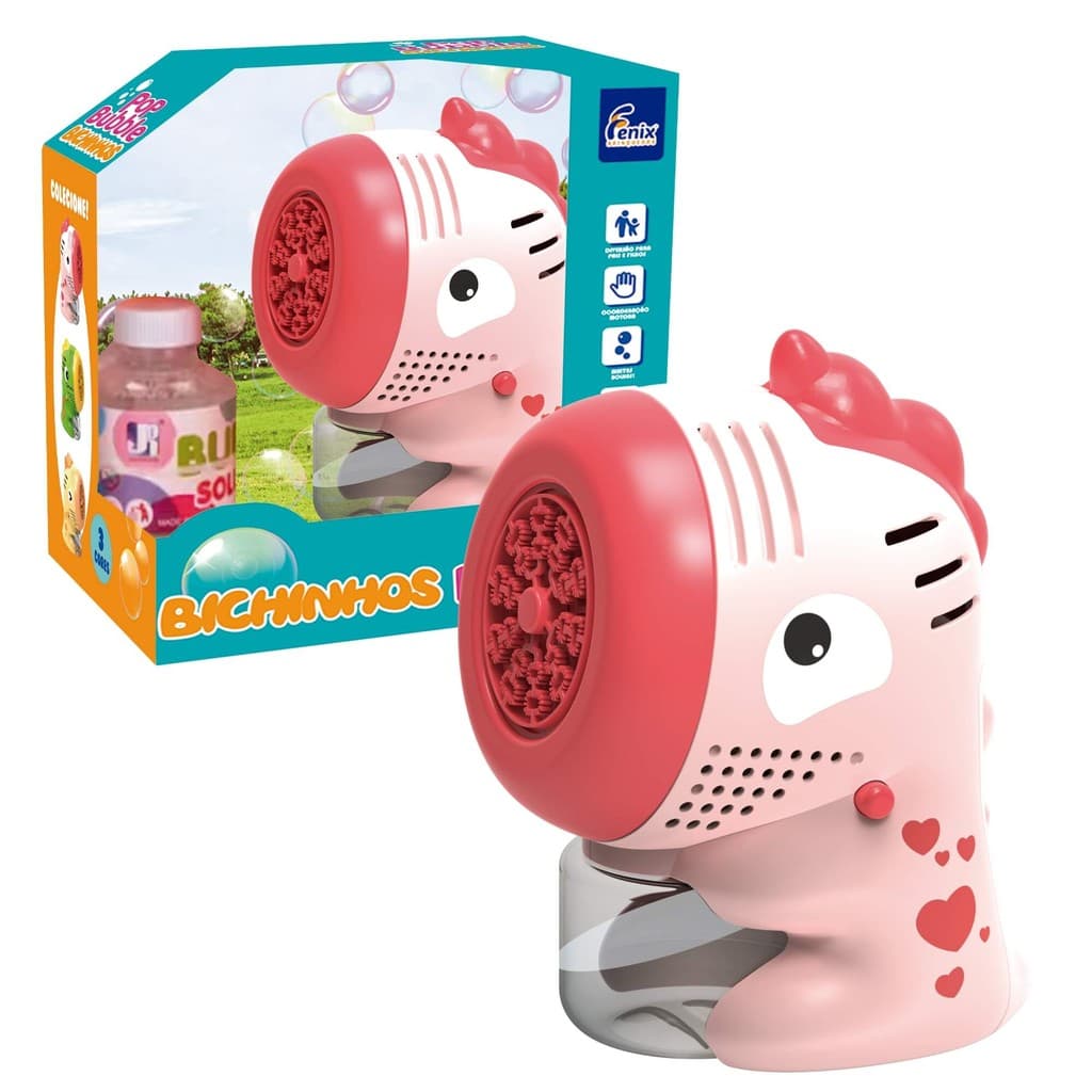 Máquina de Bolhas Infantil Unicórnio Rosa Pop Bubble Automática Fenix 3+ anos