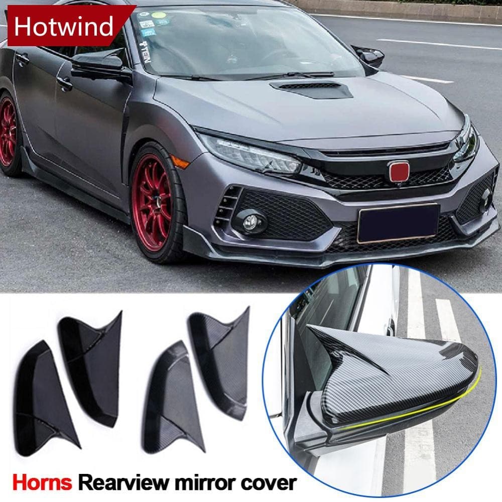HOTWIND Par De Fibra Carbono Estilo Espelho Retrovisor Lateral Capa Tampas Retrovisores Para Honda Civic 10th 2016-2020