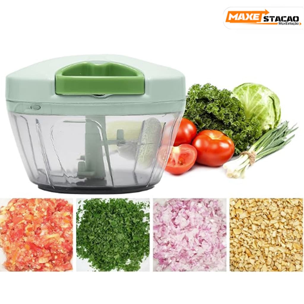 Misturador pequeno de alimentos para cortar e moer cebolas e alho. Adequado para manusear cebolas e alho em várias cores