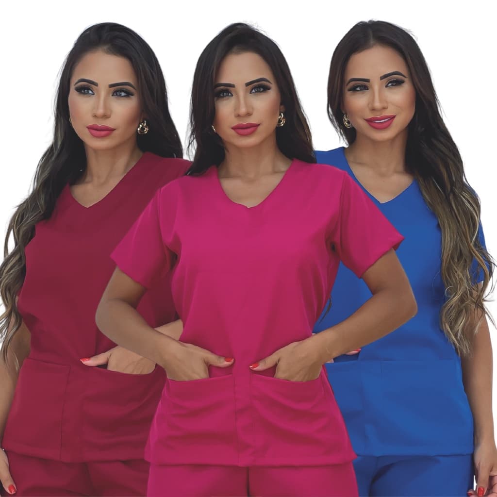 Conjunto Pijama Cirúrgico OXFOR Premium Feminino Scrubs Médico, Saúde, Dentista, Estética