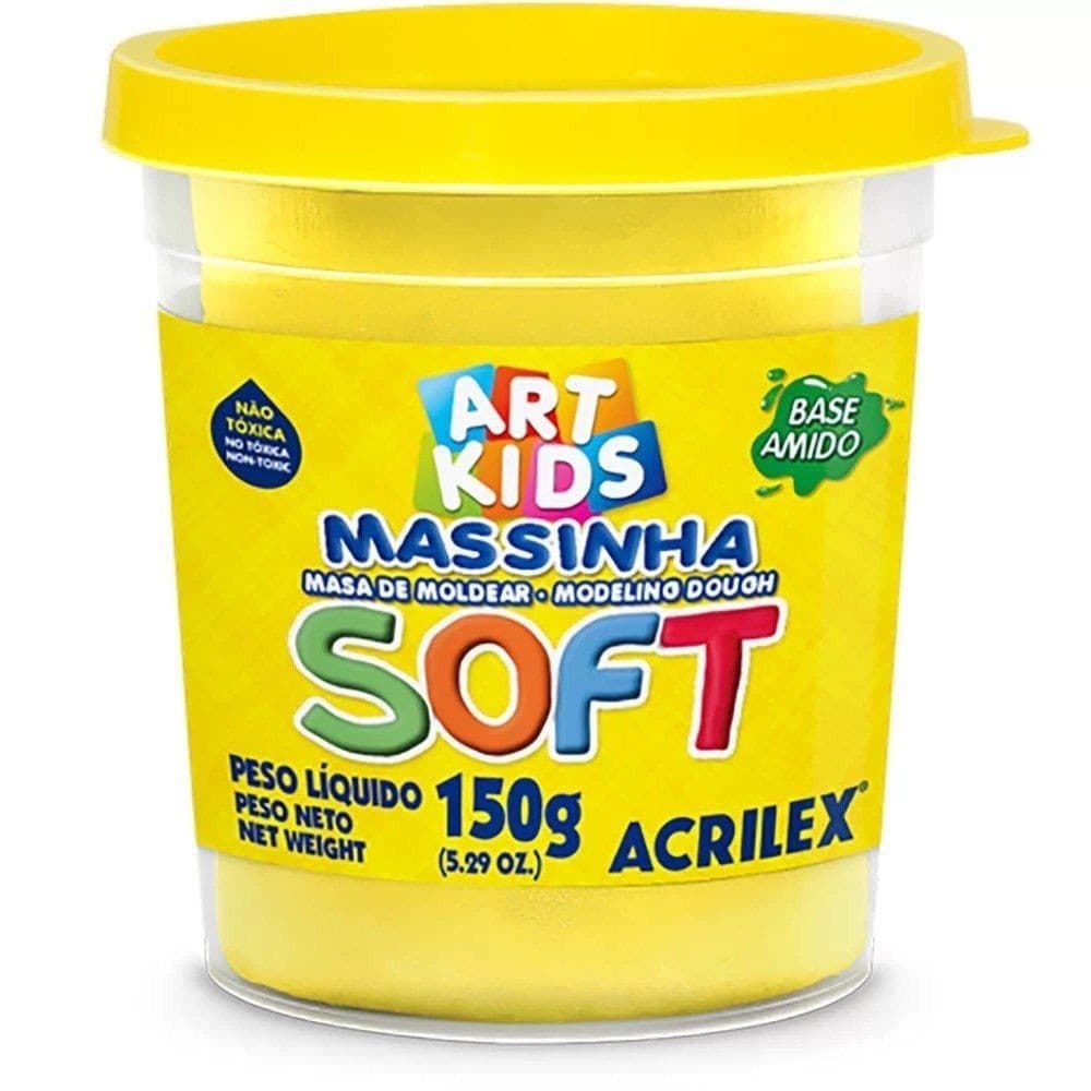 Massinha De Modelar Acrilex Soft Art Kids 150g Amarelo Limão