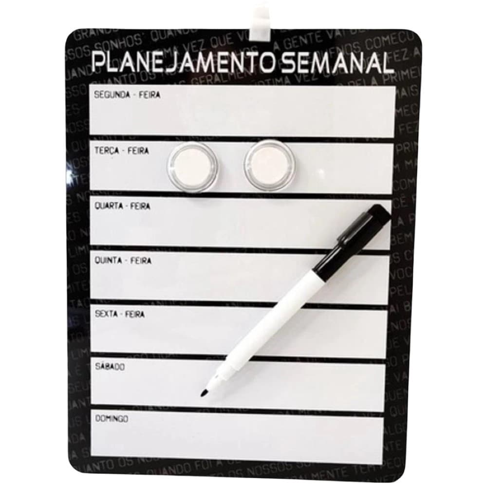 QUADRO MAGNETICO LOUSA PLANNER DE RECADOS PLANEJAMENTO SEMANAL 21X28CM - WIN PAPER