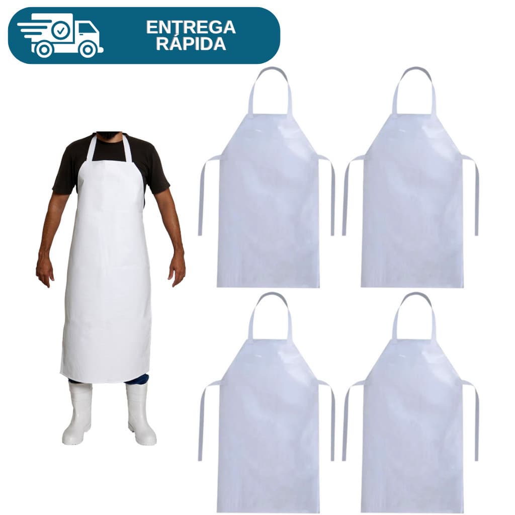 Kit 4 Avental De Pvc Forrado Impermeável Engate Rápido Cozinha Açougueiro Churrasqueiro Açougue