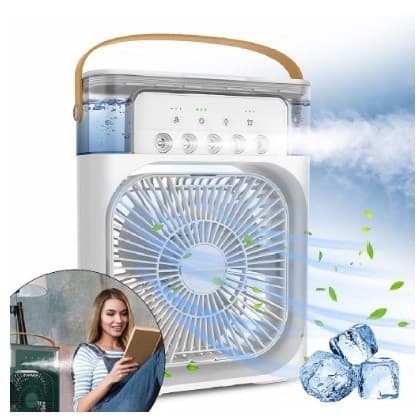 Refrigerador De Ar Ventilador Umidificador Portátil Com Led Reservatório De Água Led