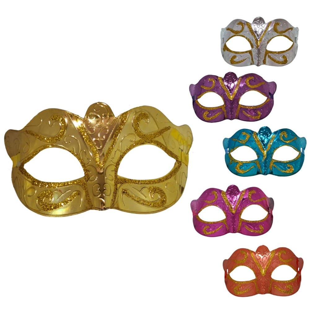 Máscara Carnaval Metalizada Veneziana Glitter