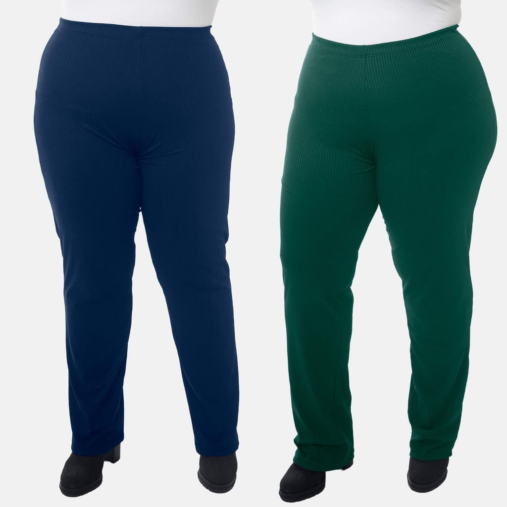 Kit 2 Calça Plus Size Feminina Canelada Mara Casual 1210-K2-C2
