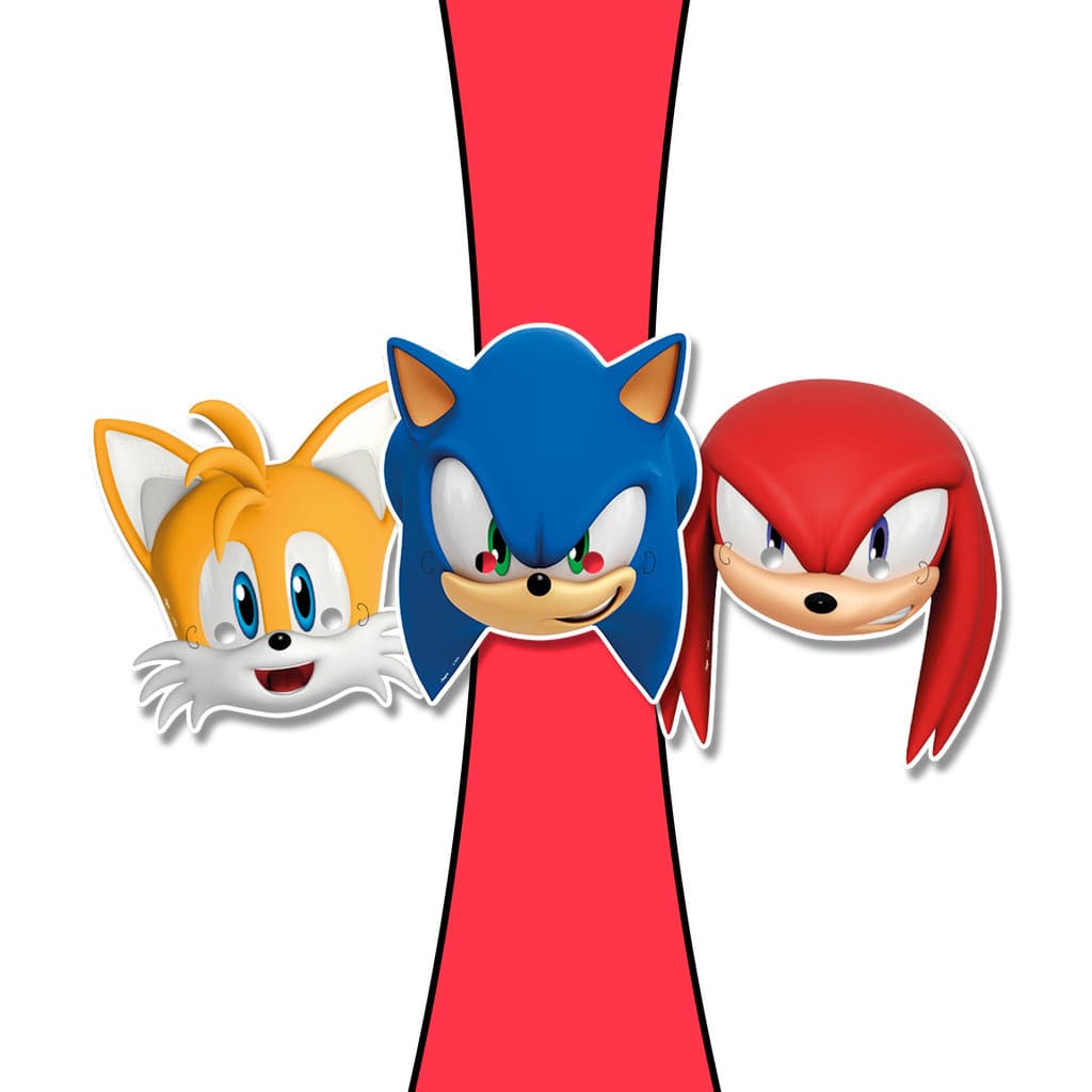 6 Mascaras Festa Sonic Decoração Aniversário completo resistênte