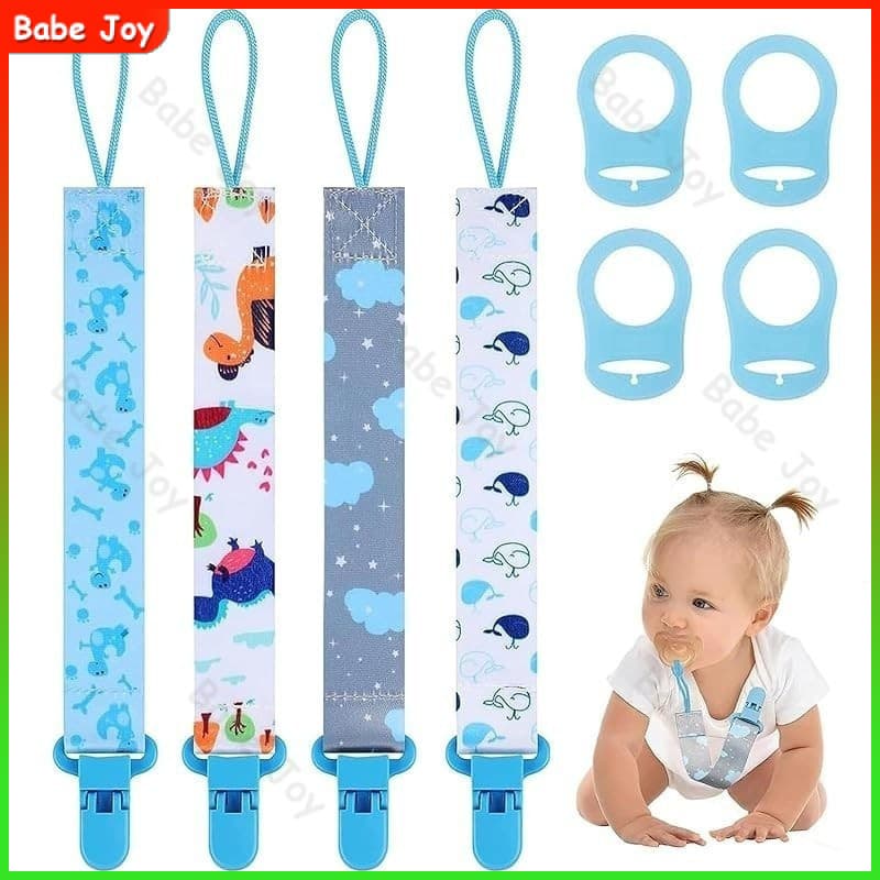 4 pcs Unidades De Chupetas De Bebê Com 4 Adaptadores De Mamilo , Corda Anti-Queda Impressa Corrente