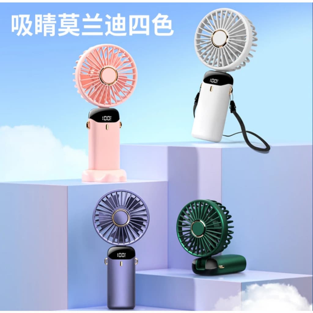Ventilador Portátil Maquiagem Mini Dobrável 5 Modos De  display digital De Escritório Presente USB Carregavél Corda Show