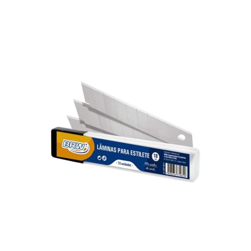 Lâminas Para Estilete 18mm 10 Unidades BRW