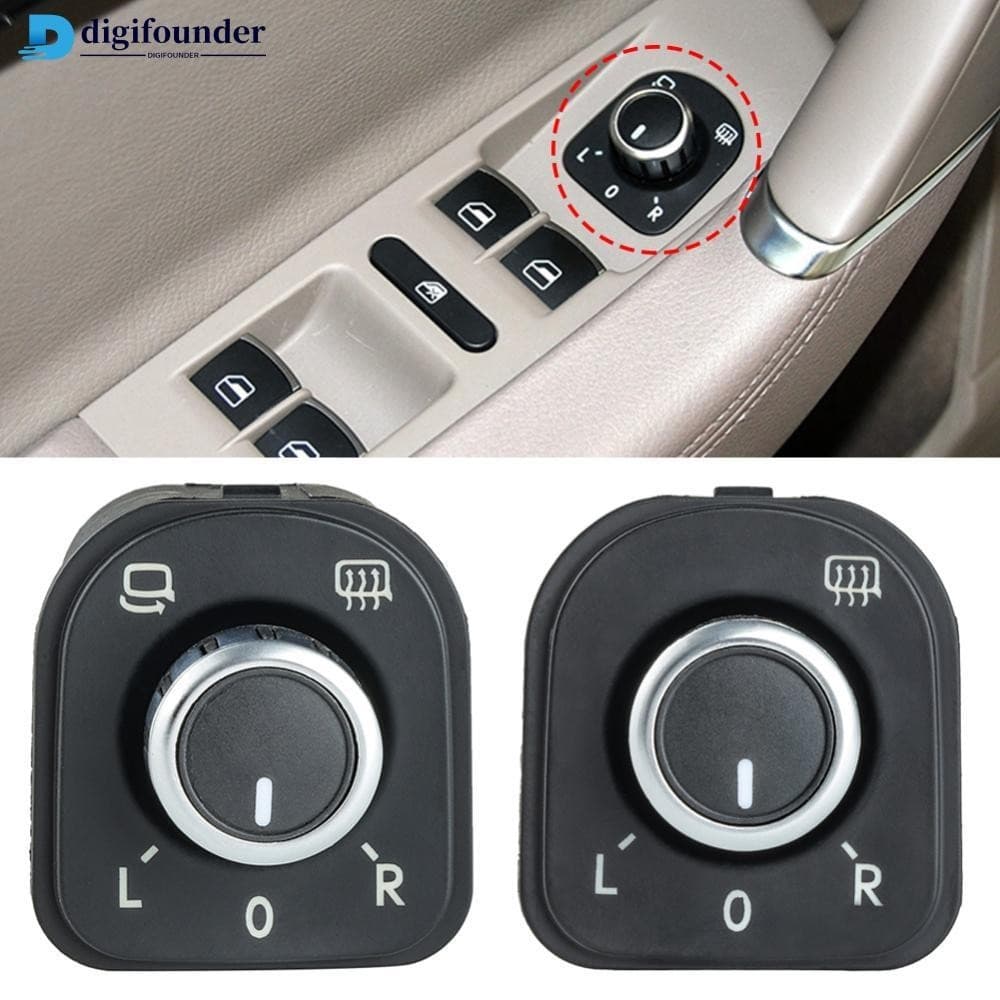 DIGIFOUNDER Botão de Ajuste do Retrovisor com Aquecimento para VW Golf MK6 Passat B6 Rabbit Tiguan CC 5ND959565A/B