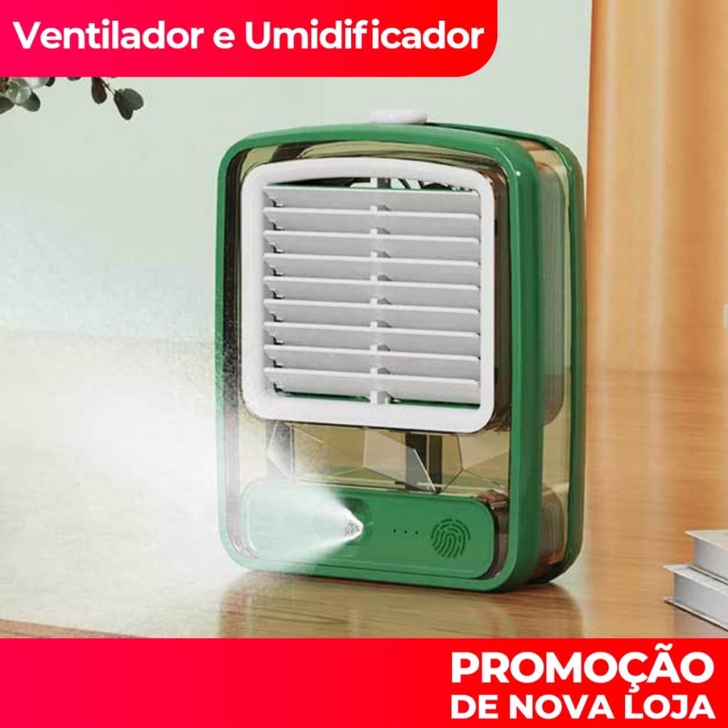 Ventilador Portátil E Umidificador De Ar Mini Com Led E 3 Velocidades Refrigerador De Ar Ventilador