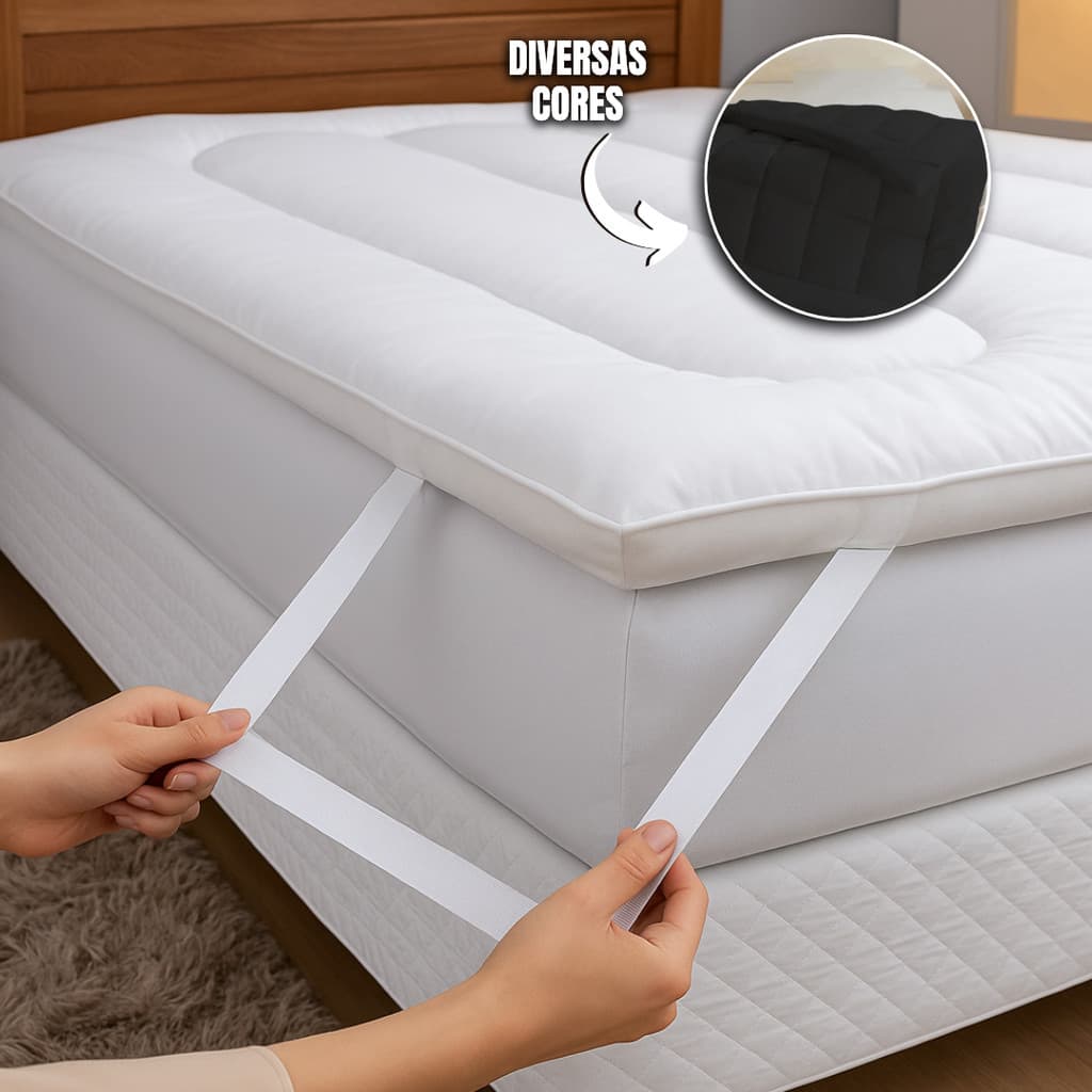 Pillow Top Micropercal 400 Fios Solteiro Casal Queen King Fibra Siliconada Elástico Toque Aveludado Conforto Cama Macia
