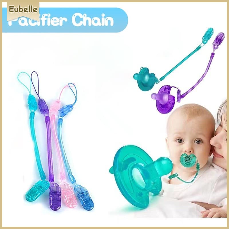 Chupeta Ursinho e Sorriso + Prendedor de Chupeta Modelo Mola Baby Pacifier Corrente Anti-Perda