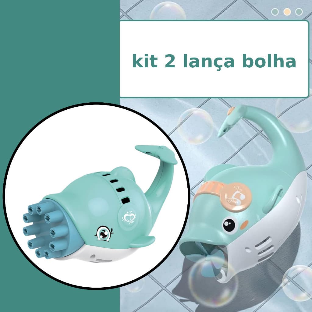 Kit 2 unidades Golfinho Máquina De Lança Bolhas brinquedo Soprando Sabão Automático,pilha menino