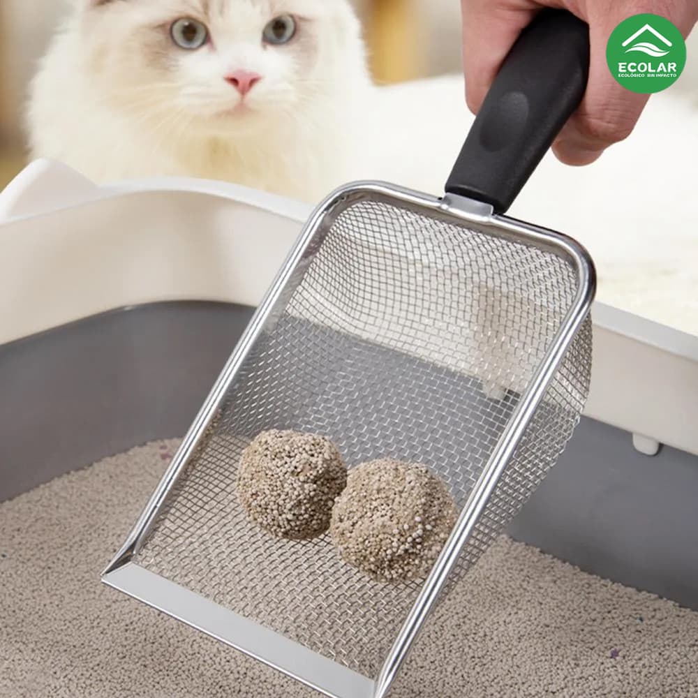 Peneiradora Coletora de Areia Higiênica para Gatos em Aço Inoxidável de Longa Duração