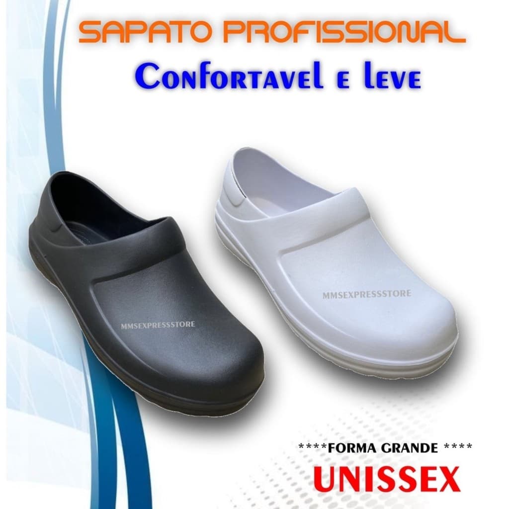 Sapato Babuche Yvate 2005 Fechado Enfermagem Cozinha Açougue Profissional Uniforme Branco Preto