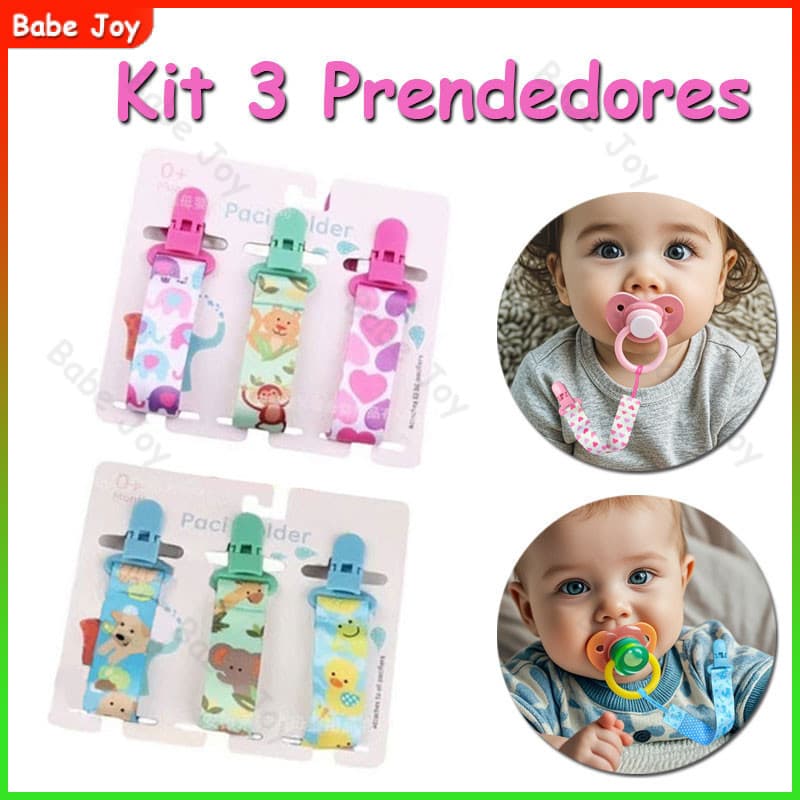 kit 3 prendedor clipe chupeta de bebê mordedor porta anti queda Universal modelo menino menina