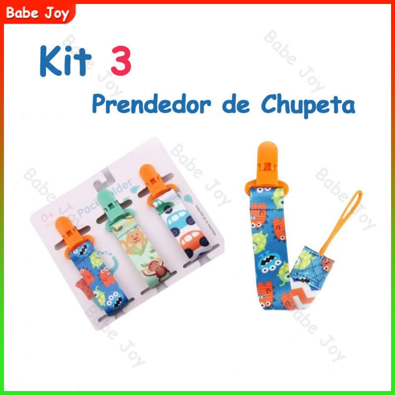 Kit 3 Prendedor de chupeta para bebê com corrente brinquedo de dentição cordão antiqueda- Promoção