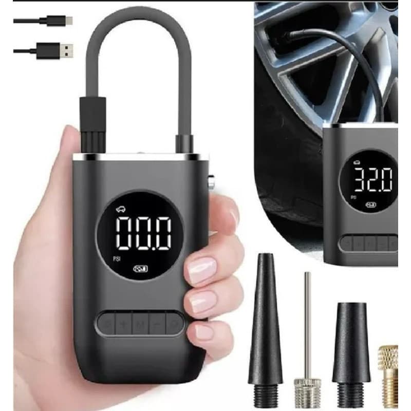 Mini Compressor De Ar Portátil Recarregável Digital USB Calibrador De Pneus Carro Moto Bicicleta Infláveis Automático